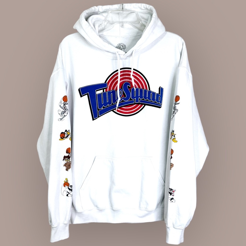 Space Jam Tune Squad Graphic Pullover Hoodie Sweatshirt White Unisex L